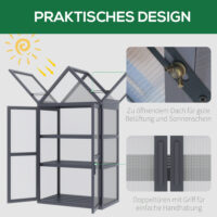 Frühbeet Mini Gewächshaus wetterfest mit 3 Ebenen Holz Polycarbonat