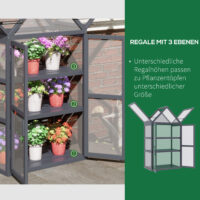Frühbeet Mini Gewächshaus wetterfest mit 3 Ebenen Holz Polycarbonat