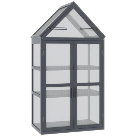 Frühbeet Mini Gewächshaus wetterfest mit 3 Ebenen Holz Polycarbonat