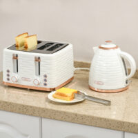 Frühstücksset Toaster und Wasserkocher mit 7 Stufen cremeweiss