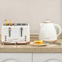 Frühstücksset Toaster und Wasserkocher mit 7 Stufen cremeweiss