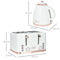 Frühstücksset Toaster und Wasserkocher mit 7 Stufen cremeweiss