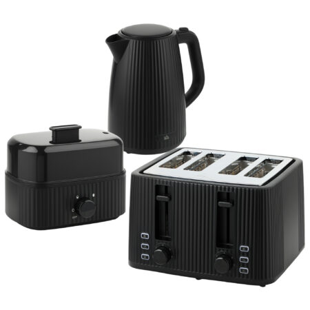 Frühstücksset Wasserkocher Toaster und Eierkocher 1,7L 4 Scheiben schwarz