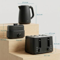 Frühstücksset Wasserkocher Toaster und Eierkocher 1,7L 4 Scheiben schwarz