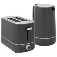 Frühstücksset Wasserkocher und Toaster mit 6 Stufen grau