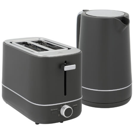 Frühstücksset Wasserkocher und Toaster mit 6 Stufen grau