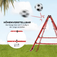 Roter solider Fussball Rebounder aus Stahl mit 5 einstellbaren Rückprallstufen, perfekt für individuelles oder Mannschaftstraining.