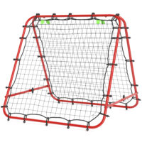 Roter solider Fussball Rebounder aus Stahl mit 5 einstellbaren Rückprallstufen, perfekt für individuelles oder Mannschaftstraining.