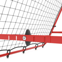 Roter solider Fussball Rebounder aus Stahl mit 5 einstellbaren Rückprallstufen, perfekt für individuelles oder Mannschaftstraining.