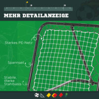 Schwarzer klappbarer Fussball Rebounder mit 5 einstellbaren Stufen, ermöglicht abwechslungsreiches und effektives Training.