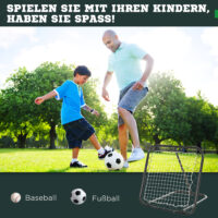 Schwarzer klappbarer Fussball Rebounder mit 5 einstellbaren Stufen, ermöglicht abwechslungsreiches und effektives Training.