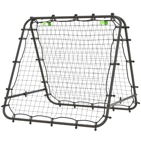 Schwarzer robuster Fussball Rebounder aus Stahl mit 5 einstellbaren Rückprallstufen für vielseitiges Training.