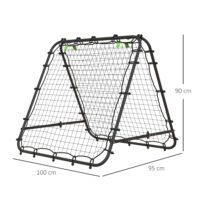 Schwarzer robuster Fussball Rebounder aus Stahl mit 5 einstellbaren Rückprallstufen für vielseitiges Training.