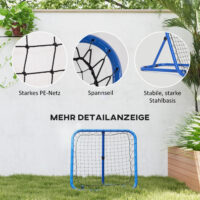 Blauer klappbarer Fussball Rebounder, vielseitig einsetzbar auch für Baseball, 63x63cm gross, ideal für flexible Trainingseinheiten.