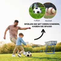 Blauer klappbarer Fussball Rebounder, vielseitig einsetzbar auch für Baseball, 63x63cm gross, ideal für flexible Trainingseinheiten.