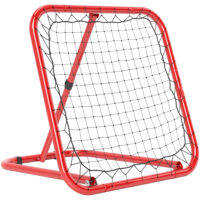 Roter klappbarer Fussball Rebounder, auch für Baseball geeignet, 63x63cm gross, bietet vielseitige Trainingsmöglichkeiten.