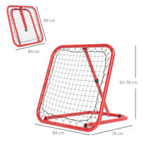 Roter klappbarer Fussball Rebounder, auch für Baseball geeignet, 63x63cm gross, bietet vielseitige Trainingsmöglichkeiten.