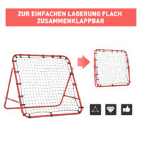 Rot-schwarze Fussball Rückprallwand mit Netz, 96x80x96cm gross, perfekt für das Üben von Schüssen und Pässen.