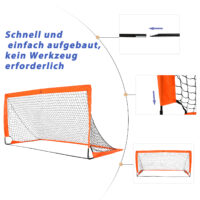 Oranges 2er-Set faltbarer Fussballtore, 183x90x90cm gross, ideal für Kinder und Jugendliche zum Üben und Spielen.