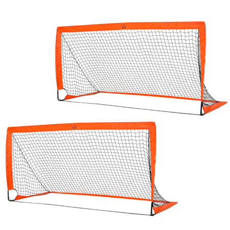 Oranges 2er-Set faltbarer Fussballtore, 183x90x90cm gross, ideal für Kinder und Jugendliche zum Üben und Spielen.