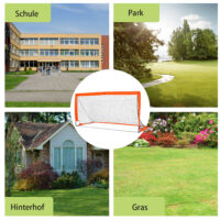 Oranges 2er-Set faltbarer Fussballtore, 183x90x90cm gross, ideal für Kinder und Jugendliche zum Üben und Spielen.