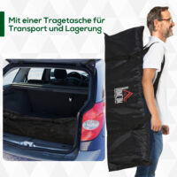 Schwarzes 2er-Set faltbarer Fussballtore aus robustem Stahl, perfekt für Training und Spiel im Garten oder auf dem Sportplatz.