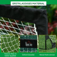 Schwarzes 2er-Set faltbarer Fussballtore aus robustem Stahl, perfekt für Training und Spiel im Garten oder auf dem Sportplatz.