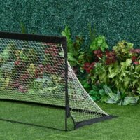 Schwarzes 2er-Set faltbarer Fussballtore aus robustem Stahl, perfekt für Training und Spiel im Garten oder auf dem Sportplatz.