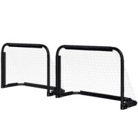 Schwarzes 2er-Set klappbarer Fussballtore mit stabilem Metallrahmen, 90x36x60cm, ideal für den Garten und einfache Lagerung.