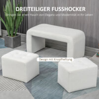 Ein 3-teiliger Fusshocker und Polsterhocker in Weiss.