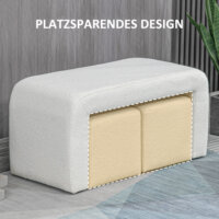 Ein 3-teiliger Fusshocker und Polsterhocker in Weiss.