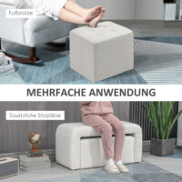 Ein 3-teiliger Fusshocker und Polsterhocker in Weiss.