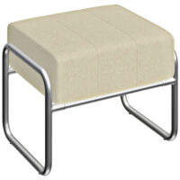 Fusshocker gepolstert mit Chenille Stoff und Stahlbeinen beige