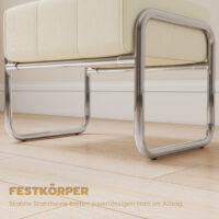 Fusshocker gepolstert mit Chenille Stoff und Stahlbeinen beige