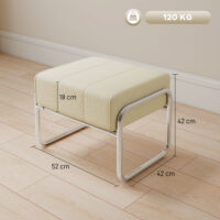 Fusshocker gepolstert mit Chenille Stoff und Stahlbeinen beige