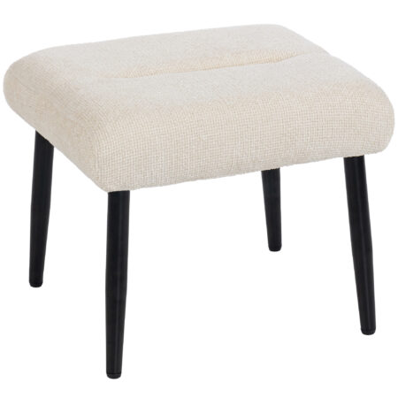 Sitzhocker Fusshocker mit Chenille Sitzkissen cremeweiss