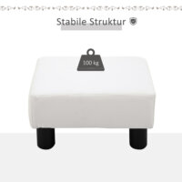 Ein weisser Chesterfield Fusshocker aus Kunstleder, Maße 40x30x24cm.