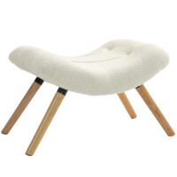 Fusshocker gepolstert mit Fleece und Holzbeinen cremeweiss