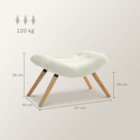 Fusshocker gepolstert mit Fleece und Holzbeinen cremeweiss