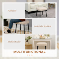 Ein quadratischer Fusshocker in Beige mit Kaschmir-Optik.