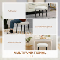 Ein quadratischer Fusshocker in Creme mit Kaschmir-Optik.