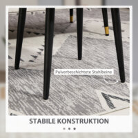 Ein hellgrauer, quadratischer Fusshocker in Kaschmir-Optik mit Stahlbeinen.