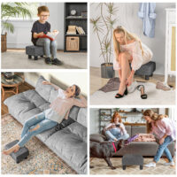 Fusshocker Sitzhocker mit Stoffbezug für Wohnzimmer grau