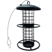 Vogelfutterspender Futtersilo EcoDrop aus Metall für Meisenknödel ohne Netz.