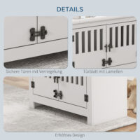 Weiße Futterstation mit 2L Edelstahlschale für große Hunde.