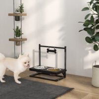 Futterstation erhöht für Hunde Edelstahl schwarz silber