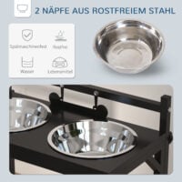 Futterstation erhöht für Hunde Edelstahl schwarz silber