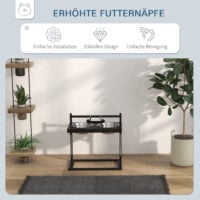 Futterstation erhöht für Hunde Edelstahl schwarz silber