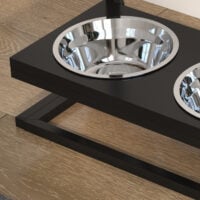 Futterstation erhöht für Hunde Edelstahl schwarz silber