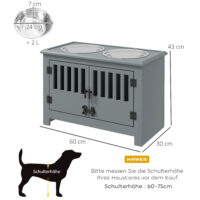 Futterstation erhöht mit Stauraum und Edelstahlnäpfen für grosse Hunde
